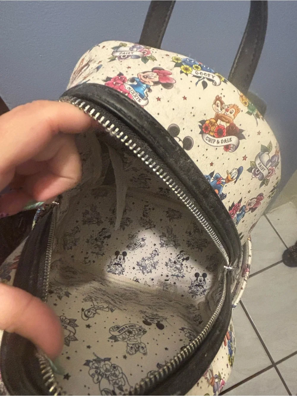 Loungefly Cream Disney Character Mini Backpack with Black Trim